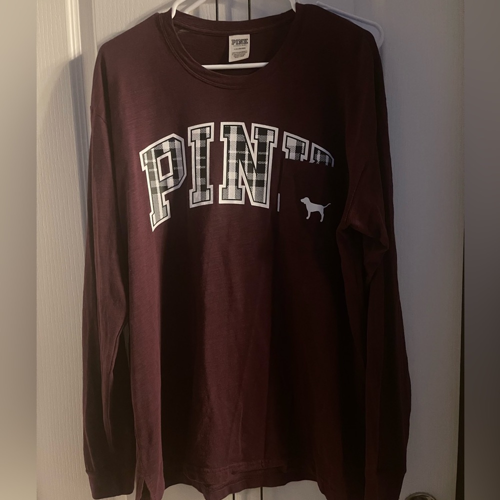 PINK Victoria's Secret Maroon long sleeve T-shirt
